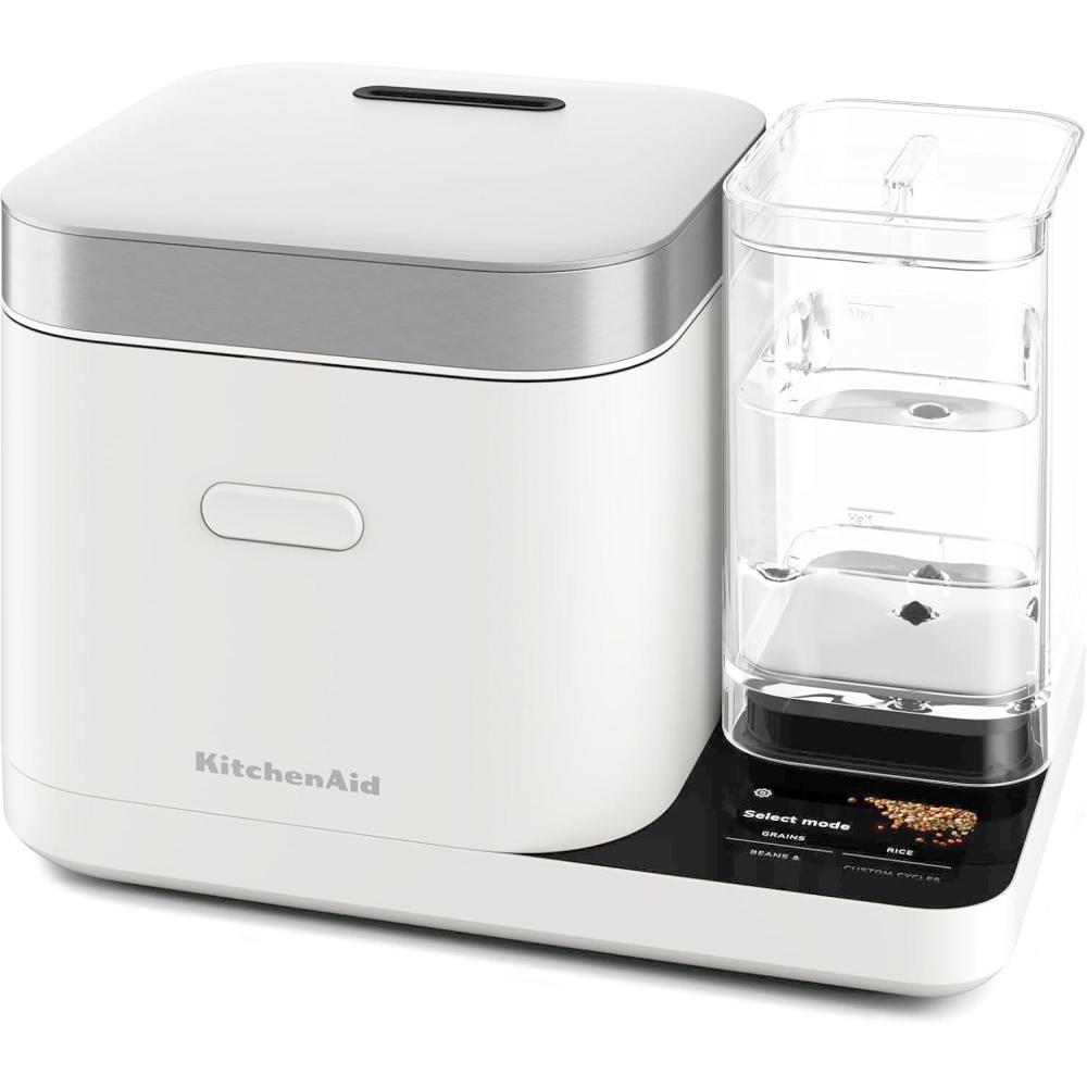 imageKitchenAid Grain and Rice Cooker 8 Cup with Automatically Sensing Integrated Scale Water Tank KGC3155 Black MattePorcelain White