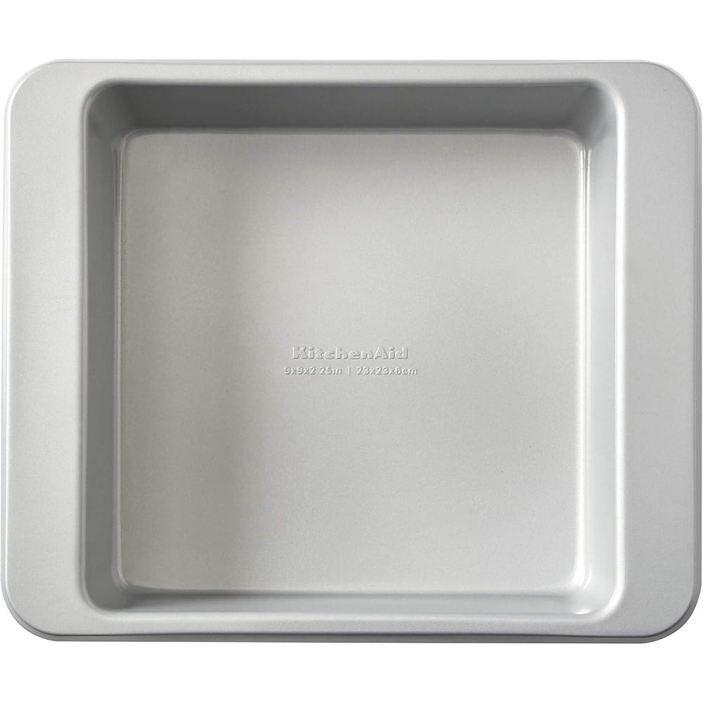 imageKitchenAid Nonstick Swiss Engineered Aluminized Steel Square Cake Pan Dishwasher Safe Pistachio 9 InchSilver
