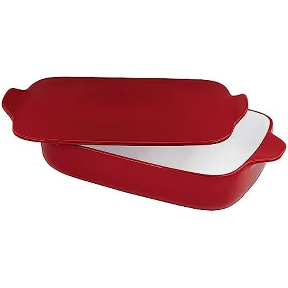 imageKitchenAid Rectangular Baker with Lid Vitrified Stoneware 9in 13in 25in Blue VelvetRed