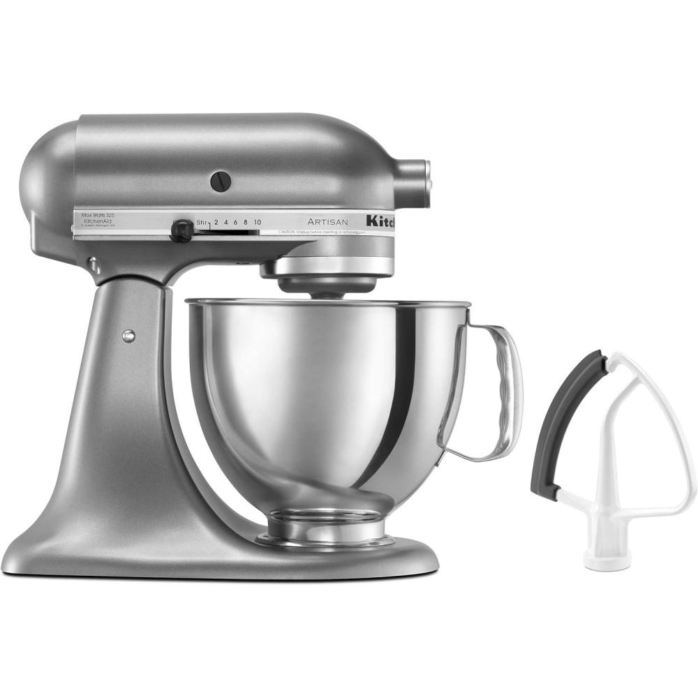 imageKitchenAid Value Bundle Artisan Series 5 Quart TiltHead Stand Mixer with Included Flex Edge Beater KSM150FEAQ Aqua SkyContour Silver