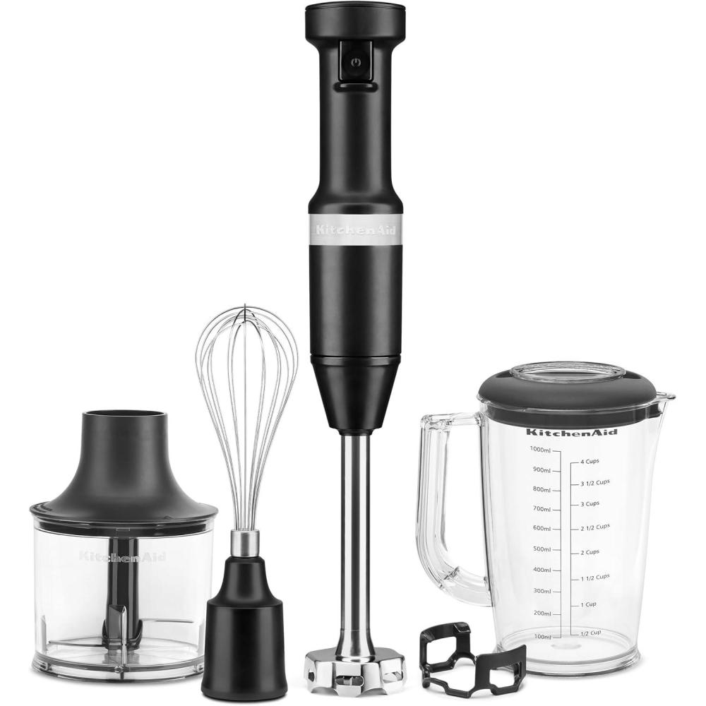 imageKitchenAid Variable Speed Corded Hand Blender with Accessories Blue Velvet KHBV83VBMatte Black