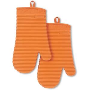 KITCHENAID Ribbed Soft Silicone Oven Mitt 2-Pack Set, 7.5″x13″, Mineral Water Aqua(Honey)