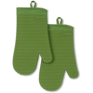 KITCHENAID Ribbed Soft Silicone Oven Mitt 2-Pack Set, 7.5″x13″, Mineral Water Aqua(Matcha)