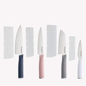 KitchenAid 4 Piece Chef Knife Set with Blade Covers, 6 Inch Chef Knife, 5 Inch Santoku, 5.5 Inch Serrated Utility, 3.5 Inch Paring High Carbon Japanese Steel, Dried Rose(Multicolor)