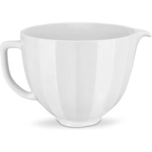 KitchenAid 5 Quart Ceramic Bowl for all 4.5-5 Quart Tilt-Head Stand Mixers KSM2CB5PWS, White Shell