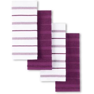 KitchenAid Albany Kitchen Towel 4-Pack Set, Blue Velvet/White, 16″x26″(Beet)