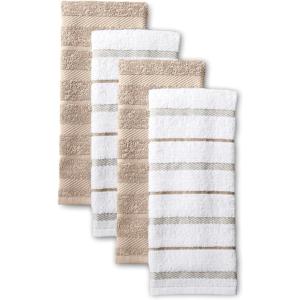 KitchenAid Albany Kitchen Towel 4-Pack Set, Blue Velvet/White, 16″x26″(Milkshake)
