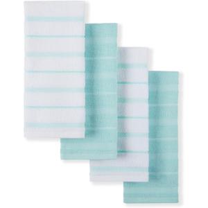 KitchenAid Albany Kitchen Towel 4-Pack Set, Blue Velvet/White, 16″x26″(Mineral Water)