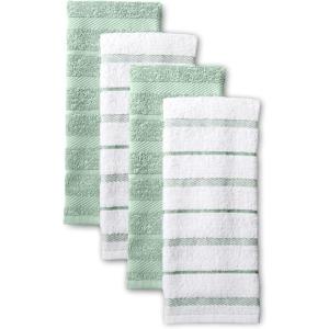 KitchenAid Albany Kitchen Towel 4-Pack Set, Blue Velvet/White, 16″x26″(Pistachio)