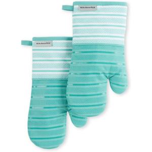 KitchenAid Albany Oven Mitt 2-Pack Set, Aqua Sky, 7″x13″(Aqua Sky)