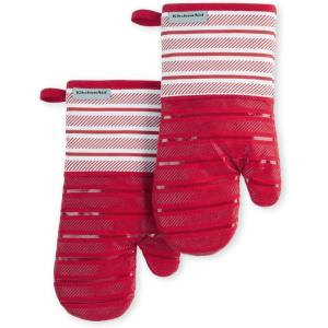 KitchenAid Albany Oven Mitt 2-Pack Set, Aqua Sky, 7″x13″(Passion Red)