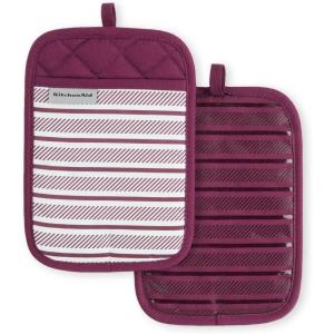KitchenAid Albany Pot Holder 2-Pack Set, Aqua Sky, 7″x10″(Beet)