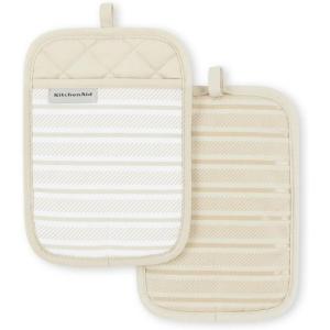 KitchenAid Albany Pot Holder 2-Pack Set, Aqua Sky, 7″x10″(Milkshake)