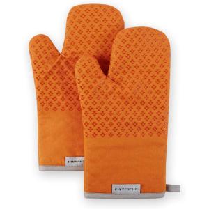 KitchenAid Asteroid Oven Mitt Set, 7″x12.5″, Aqua Sky, 2 Piece(Honey Orange)