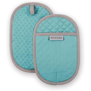 KitchenAid Asteroid Pot Holder 2-Pack Set, Aqua, 6.5″x10″(Aqua Sky)