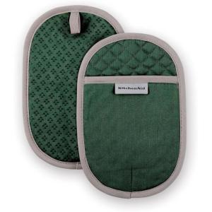 KitchenAid Asteroid Pot Holder 2-Pack Set, Aqua, 6.5″x10″(Dark Green)