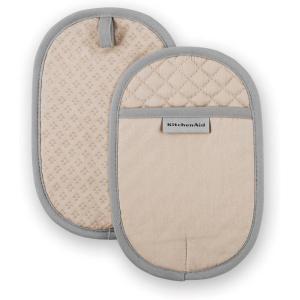 KitchenAid Asteroid Pot Holder 2-Pack Set, Aqua, 6.5″x10″(Milkshake Tan)