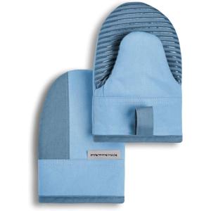 KitchenAid Beacon Two-Tone Non-Slip Mini Oven Mitt Set, Aqua Sky, 5.5″x8″, 2 Piece(Blue Velvet/Blue Heaven)