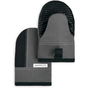 KitchenAid Beacon Two-Tone Non-Slip Mini Oven Mitt Set, Aqua Sky, 5.5″x8″, 2 Piece(Contour Silver/Matte Black)