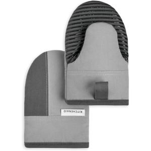 KitchenAid Beacon Two-Tone Non-Slip Mini Oven Mitt Set, Aqua Sky, 5.5″x8″, 2 Piece(Cool Grey/Frost Grey)