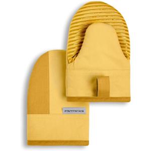 KitchenAid Beacon Two-Tone Non-Slip Mini Oven Mitt Set, Aqua Sky, 5.5″x8″, 2 Piece(Majestic Yellow)