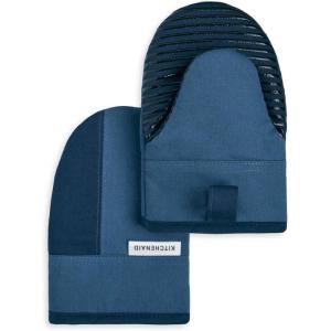 KitchenAid Beacon Two-Tone Non-Slip Mini Oven Mitt Set, Aqua Sky, 5.5″x8″, 2 Piece(Navy/Ink Blue)