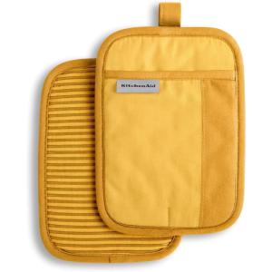 KitchenAid Beacon Two-Tone Non-Slip Pot Holder Set, Blue Velvet/Blue Heaven, 7″x10″, 2 Piece(Majestic Yellow)