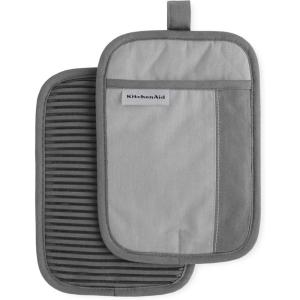 KitchenAid Beacon Two-Tone Non-Slip Pot Holder Set, Cool Grey/Frost Grey, 7″x10″, 2 Piece(Cool Grey/Frost Grey)