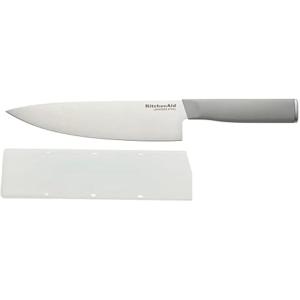 KitchenAid Classic 7-Piece Natural Knife Block Set with Built-In Sharpener, High-Carbon Japanese Stainless Steel Knives, Black(Gray)