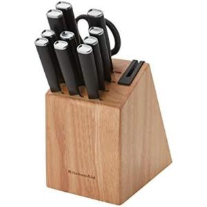 KitchenAid Classic Chef Knife with Custom-Fit Blade Cover, 8-inch, Sharp Kitchen Knife, High-Carbon Japanese Stainless Steel Blade Blade, Black(12-Piece)