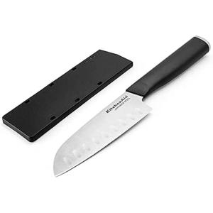 KitchenAid Classic Chef Knife with Custom-Fit Blade Cover, 8-inch, Sharp Kitchen Knife, High-Carbon Japanese Stainless Steel Blade Blade, Black(5″)