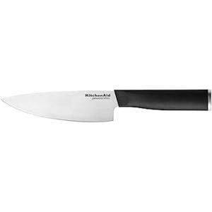 KitchenAid Classic Chef Knife with Custom-Fit Blade Cover, 8-inch, Sharp Kitchen Knife, High-Carbon Japanese Stainless Steel Blade Blade, Black(6″)