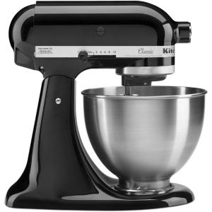 KitchenAid Classic Series 4.5 Quart Tilt-Head Stand Mixer K45SS, White(Onyx Black​)