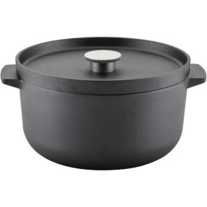KitchenAid Enameled Cast Iron Dutch Oven/Casserole, 6 Quart, Blue Velvet(Cast Iron Black)