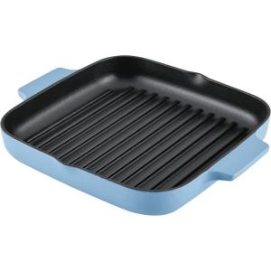KitchenAid Enameled Cast Iron Square Grill and Roasting Pan, 11 Inch – Blue Velvet(Blue Velvet)