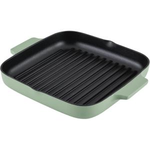 KitchenAid Enameled Cast Iron Square Grill and Roasting Pan, 11 Inch – Blue Velvet(Pistachio)