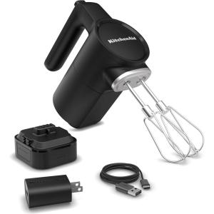 KitchenAid Go Cordless Hand Mixer – battery included, KHMR762, Black Matte(Matte Black)