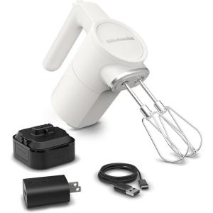 KitchenAid Go Cordless Hand Mixer – battery included, KHMR762, Black Matte(Porcelain White)