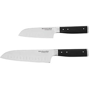 KitchenAid Gourmet Forged Triple Rivet Bread Knife with Custom-Fit Blade Cover, 5-inch, Sharp Kitchen Knife, High-Carbon Japanese Stainless Steel Blade, Black(7″)