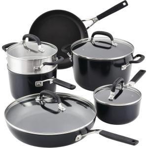 KitchenAid Hard Anodized Nonstick Cookware/Pots and Pans Set, 10 Piece – Matte Black(Cookware Set (10 Piece))
