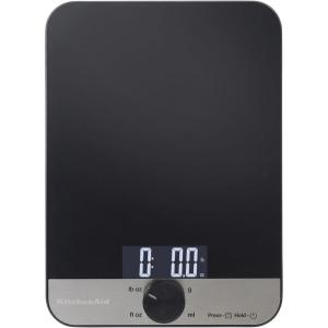 KitchenAid KQ908 Glass Surface 11 Pound Capacity Digital Kitchen and Food Scale, Black(Glass)