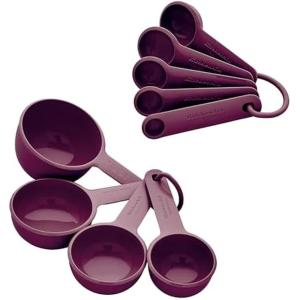 KitchenAid Measuring Cups and Spoon Set, Mineral Water, 9-Piece(Beetroot)