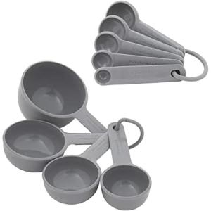 KitchenAid Measuring Cups and Spoon Set, Mineral Water, 9-Piece(Gray)