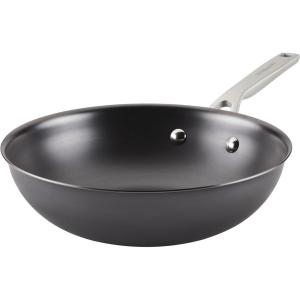 KitchenAid NITRO Carbon Steel Frying Pan/Skillet, Stainless Steel Handle, Compatible with All Cooktops, 10 Inch Open Fry Pan – Black(Wok (10 Inch))