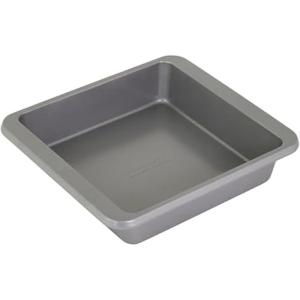 KitchenAid Nonstick Swiss Engineered Aluminized Steel Square Cake Pan, Dishwasher Safe, Pistachio, 9 Inch(Contour Silver)