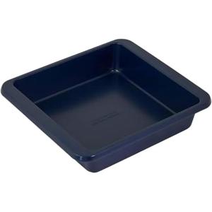 KitchenAid Nonstick Swiss Engineered Aluminized Steel Square Cake Pan, Dishwasher Safe, Pistachio, 9 Inch(Ink Blue)