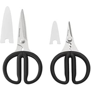 KitchenAid Stainless Steel All Purpose Utility and Herb Shears Set with Soft Touch Handles, 2 Piece, Black