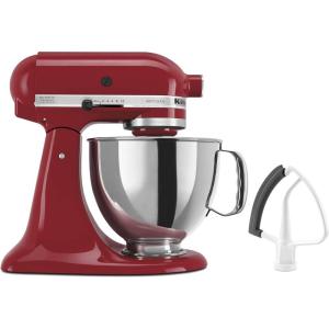 KitchenAid Value Bundle Artisan Series 5 Quart Tilt-Head Stand Mixer with Included Flex Edge Beater, KSM150FEAQ, Aqua Sky(Empire Red)