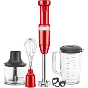 KitchenAid Variable Speed Corded Hand Blender with Accessories, Blue Velvet, KHBV83VB(Empire Red)