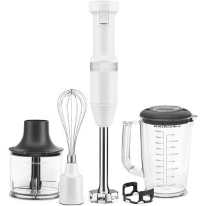 KitchenAid Variable Speed Corded Hand Blender with Accessories, Blue Velvet, KHBV83VB(White)